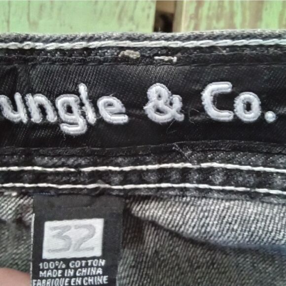 5ive Jungle & Co. Denim Jeans Men Size 32 Black Embroidered Back Pockets - Picture 10 of 13